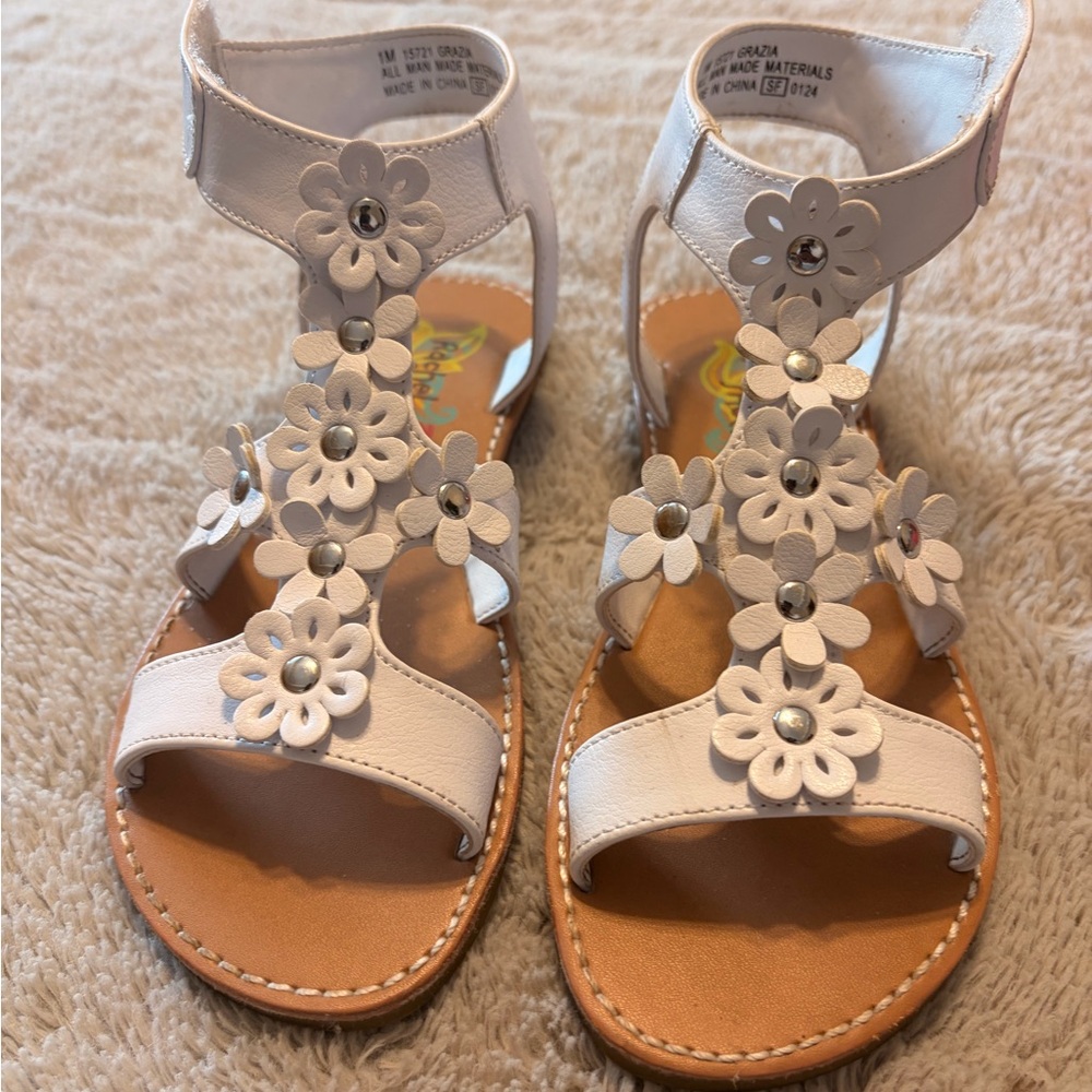 White Floral Kids Sandals